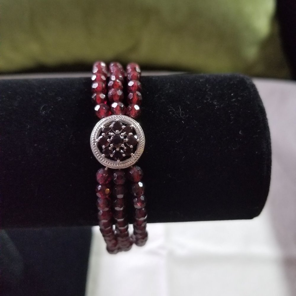 Garnets and Sterling Silver Bracelet